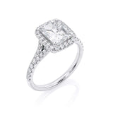 2.50ct Cushion Cut Moissanite, Classic Halo Engagement Ring, Available in White Gold or Platinum