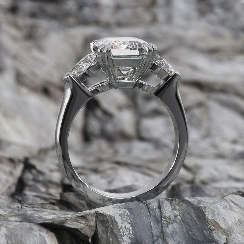 3.75ct Emerald Cut Moissanite, Classic Engagement Ring, Available in White Gold or Platinum