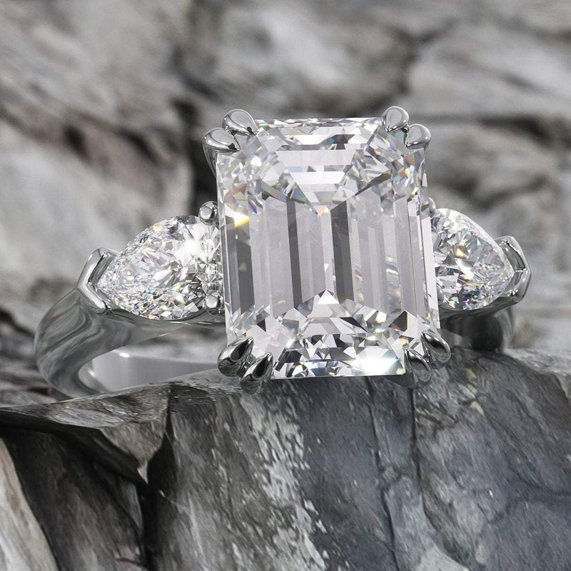 3.75ct Emerald Cut Moissanite, Classic Engagement Ring, Available in White Gold or Platinum