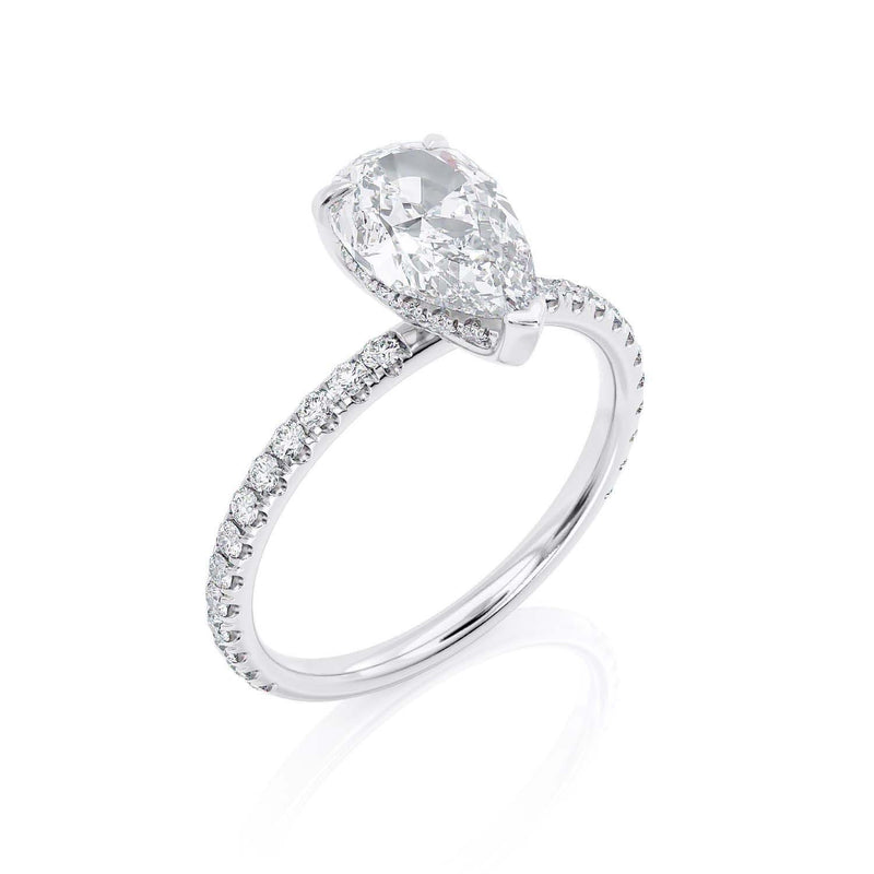 1.50ct Pear Cut Moissanite, Classic Engagement Ring, Available in White Gold or Platinum