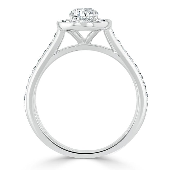 1.35ct Oval Cut Moissanite Halo Engagement Ring, Tiffany Style,  Available in White Gold, Platinum, Rose Gold or Yellow Gold