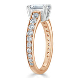 Lab-Diamond Emerald Cut Engagement Ring, Tiffany Style, Choose Your Stone Size and Metal