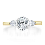 1.30ct  Oval Cut Moissanite 3 stone Engagement Ring,  Available in White Gold, Platinum, Rose Gold or Yellow Gold