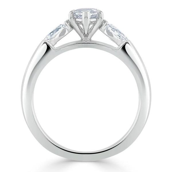 1.30ct  Maquise Cut Moissanite 3 stone Engagement Ring,  Available in White Gold, Platinum, Rose Gold or Yellow Gold