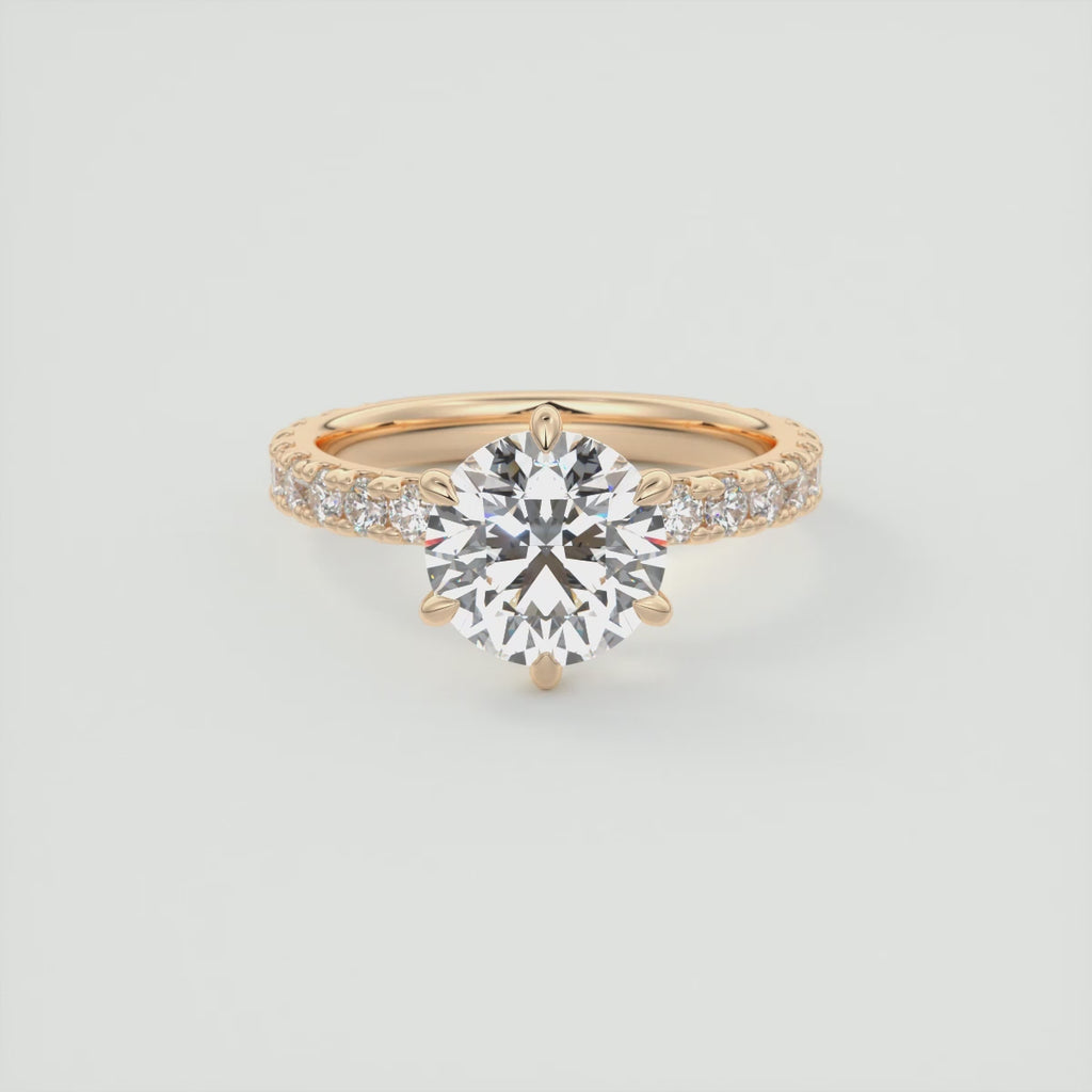 Round Cut Six Claw Moissanite Engagement Ring