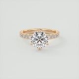 Round Cut Six Claw Moissanite Engagement Ring