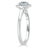 0.75ct Asscher Cut Moissanite Halo Engagement Ring, Available in White Gold or Platinum