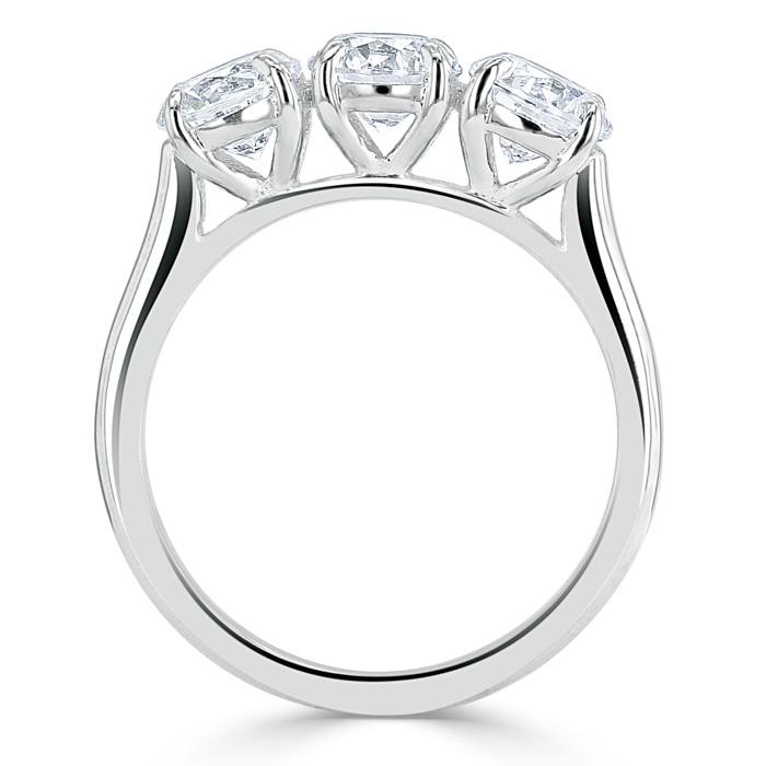 1.00ct  Round Cut Moissanite 3 stone Engagement Ring,  Available in White Gold, Platinum, Rose Gold or Yellow Gold