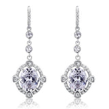5.00ct ech, Art Deco Vintage, Oval Cut Diamond Halo Drop Earrings, 925 Silver