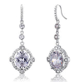 5.00ct ech, Art Deco Vintage, Oval Cut Diamond Halo Drop Earrings, 925 Silver