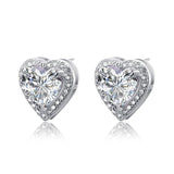 3.00ct each, Classic Heart Cut Diamond Halo Stud Earrings, 925 Sterling Silver