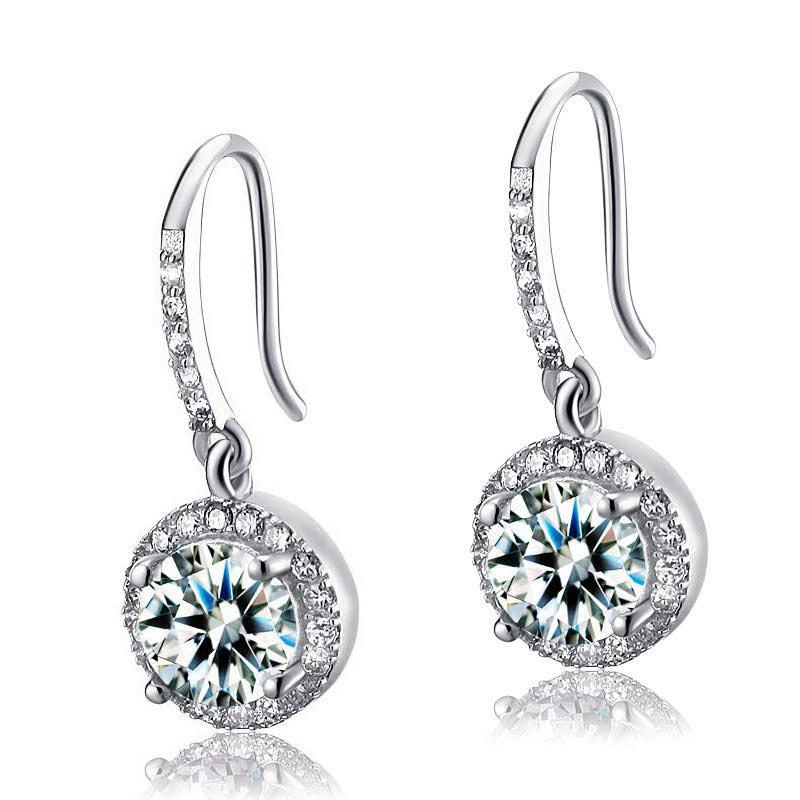 1.50ct each, Vintage Art Deco, Round Cut Diamond Stud Earrings, 925 Sterling Silver