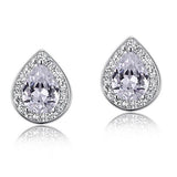 1.00ct each, Pear Cut Diamond Halo Stud Earrings, 925 Sterling Silver