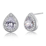 1.00ct each, Pear Cut Diamond Halo Stud Earrings, 925 Sterling Silver