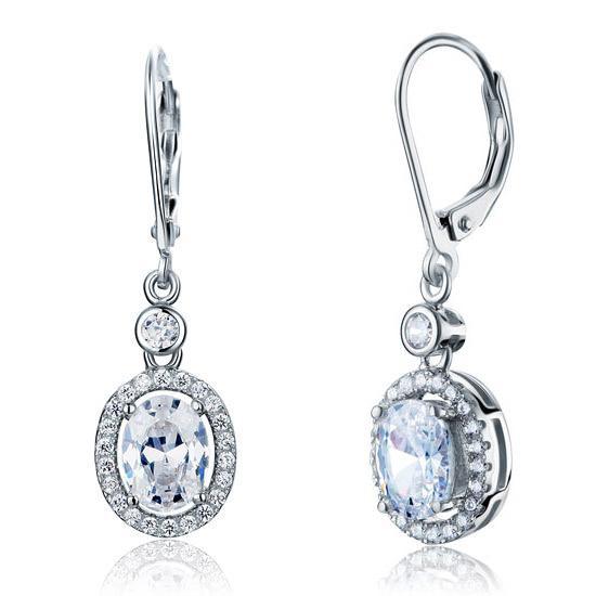 1.50ct each, Vintage Art Deco, Oval Cut Diamond Earrings, 925 Sterling Silver