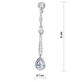 1.00ct each, Vintage Art Deco Pear Cut Diamond Earrings, 925 Sterling Silver
