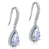 2.00ct each, Vintage Art Deco, Pear Cut Diamond Drop Earrings, 925 Sterling Silver