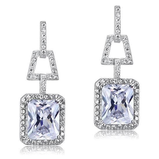 4.00ct each, Vintage Art Deco, Radiant Cut Diamond Earrings, 925 Sterling Silver