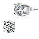 1.00ct each, Classic Round Cut Diamond Stud Earrings, 925 Sterling Silver
