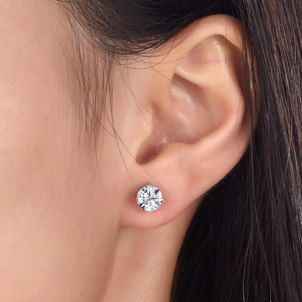 1.00ct each, Rose Gold, Classic Round Cut Diamond Stud Earrings, 925 Sterling Silver