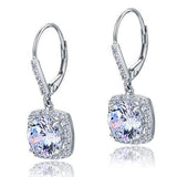 2.50ct each, Vintage Art Deco Round Cut Diamond Halo Earrings, 925 Sterling Silver