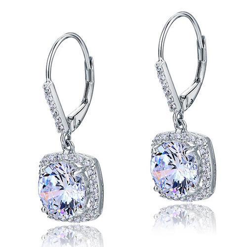 2.50ct each, Vintage Art Deco Round Cut Diamond Halo Earrings, 925 Sterling Silver