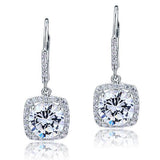 2.50ct each, Vintage Art Deco Round Cut Diamond Halo Earrings, 925 Sterling Silver