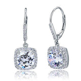 2.50ct each, Vintage Art Deco Round Cut Diamond Halo Earrings, 925 Sterling Silver