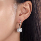 2.50ct each, Vintage Art Deco Round Cut Diamond Halo Earrings, 925 Sterling Silver