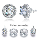2.50ct Classic Diamond Halo Stud Earrings, Round cut, 925 Sterling Silver