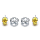 2.50ct Classic Yellow Diamond Halo Stud Earrings, Round cut, 925 Sterling Silver