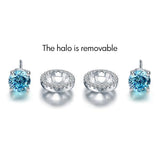2.50ct Classic Blue Diamond Halo Stud Earrings, Round cut, 925 Sterling Silver