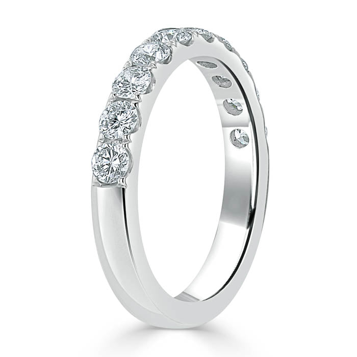 1.10ct Moissanite Wedding Band, Delicate Half Eternity Ring, 3.00mm Wide,  Available in White Gold or Platinum