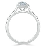 0.75ct Asscher Cut Moissanite Halo Engagement Ring, Available in White Gold or Platinum