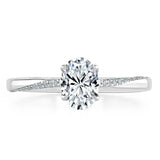 1.00ct Oval Cut Moissanite Engagement Ring, Classic Style,  Available in White Gold, Platinum, Rose Gold or Yellow Gold