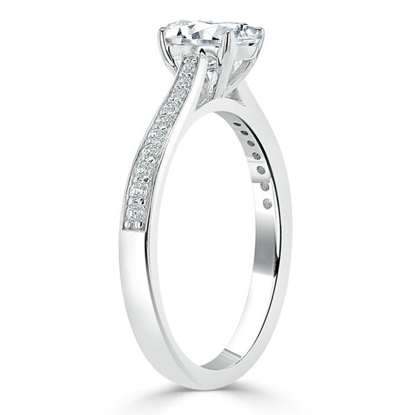 1.00ct  Oval Cut Moissanite Engagement Ring, Classic Style,  Available in White Gold, Platinum, Rose Gold or Yellow Gold