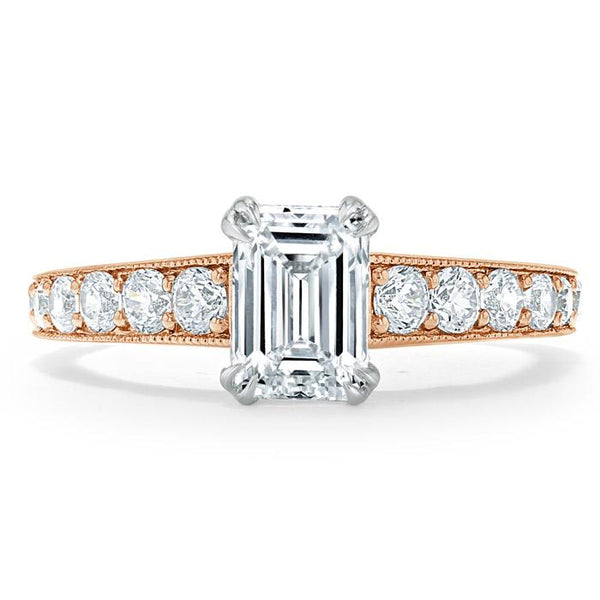 1.35ct  Emerland Cut Moissanite Engagement Ring, Tiffany Style,  Available in White Gold, Platinum, Rose Gold or Yellow Gold