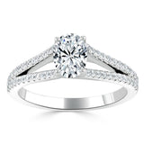 1.35ct Oval Cut Moissanite Engagement Ring, Split Shank,  Available in White Gold, Platinum, Rose Gold or Yellow Gold