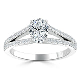 Lab-Diamond Oval Cut Engagement Ring, Split Shank, Choose Your Stone Size and Metal