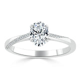 1.00ct Oval Cut Moissanite Engagement Ring, Classic Style,  Available in White Gold, Platinum, Rose Gold or Yellow Gold