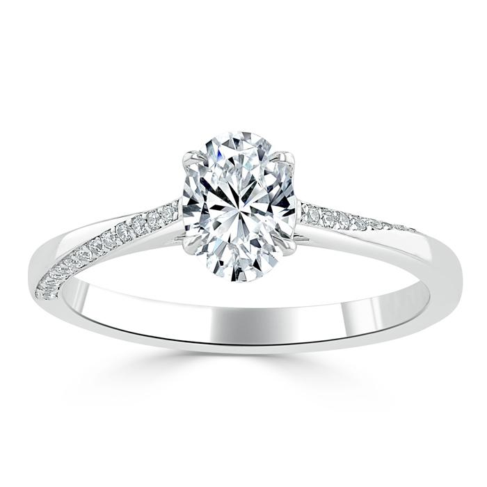 1.00ct Oval Cut Moissanite Engagement Ring, Classic Style,  Available in White Gold, Platinum, Rose Gold or Yellow Gold