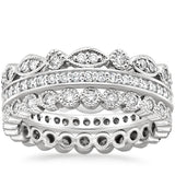 1.50ct Moissanite Wedding Band Set, Full Eternity Rings x3,  Available in White Gold, Yellow Gold, Rose Gold or Platinum