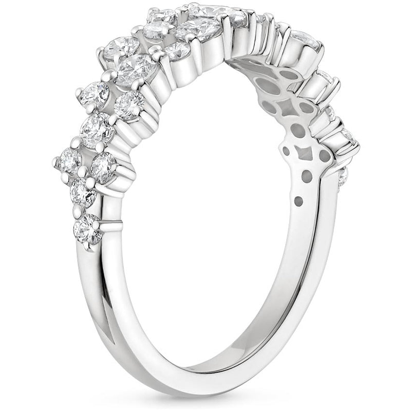 0.65ct Moissanite Wedding Band, Delicate Half Eternity Ring, Available in White Gold, Yellow Gold, Rose Gold  or Platinum