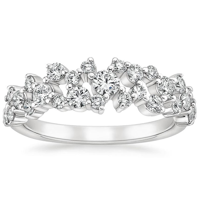 0.65ct Moissanite Wedding Band, Delicate Half Eternity Ring, Available in White Gold, Yellow Gold, Rose Gold  or Platinum