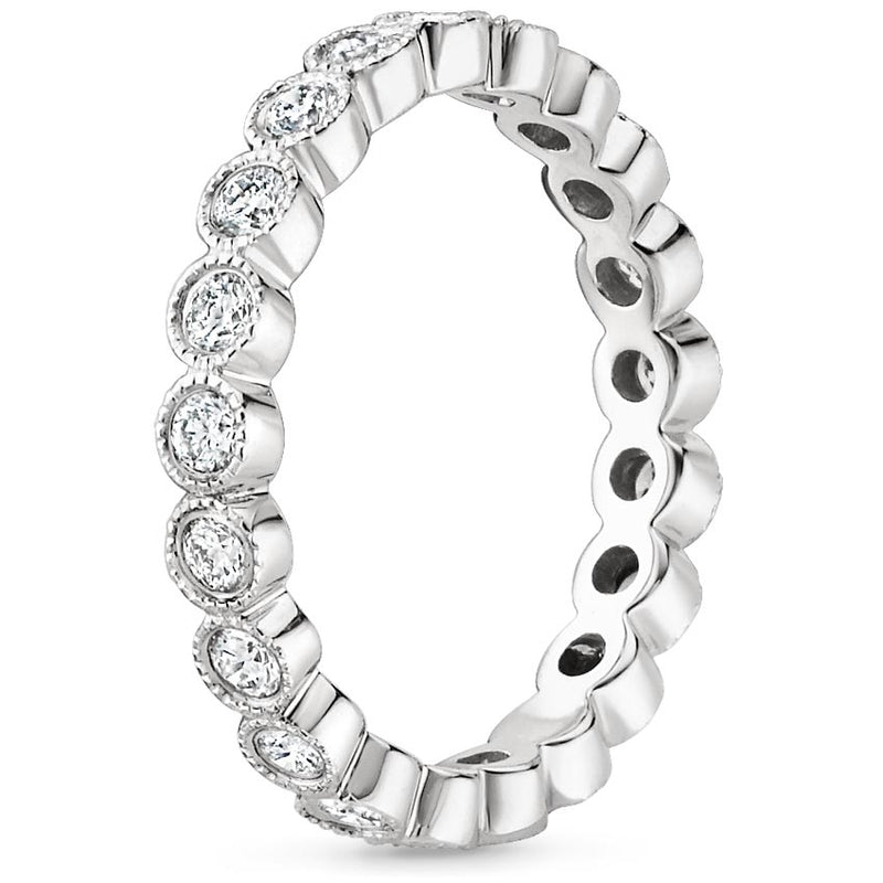 0.65ct Vintage Moissanite Wedding Band, Delicate Full Eternity Ring,  Available in White Gold, Yellow Gold, Rose Gold  or Platinum