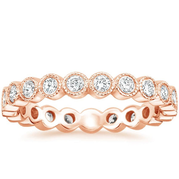 0.65ct Vintage Moissanite Wedding Band, Delicate Full Eternity Ring,  Available in White Gold, Yellow Gold, Rose Gold  or Platinum