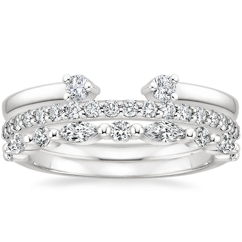 0.65ct Moissanite Wedding Band Set, Half Eternity Rings,  Available in White Gold, Yellow Gold, Rose Gold  or Platinum