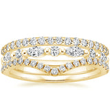 0.95ct Moissanite Wedding Band Set, Half Eternity Rings x3,  Available in White Gold, Yellow Gold, Rose Gold or Platinum