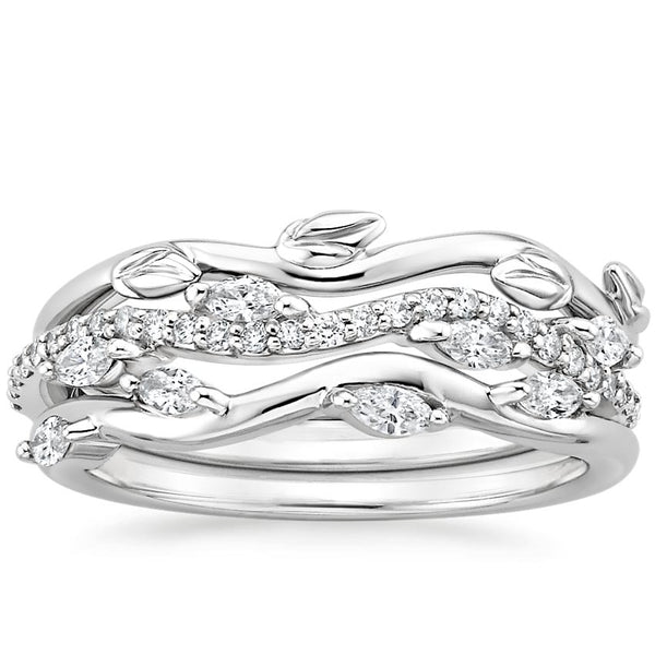 0.50ct Moissanite Wedding Band Set, Half Eternity Rings x3,  Available in White Gold, Yellow Gold, Rose Gold or Platinum