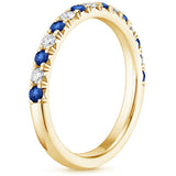 0.70ct Moissanite & Blue Sapphire Wedding Band, Delicate Half Eternity Ring, 2.25mm Wide,  Available in White Gold or Platinum